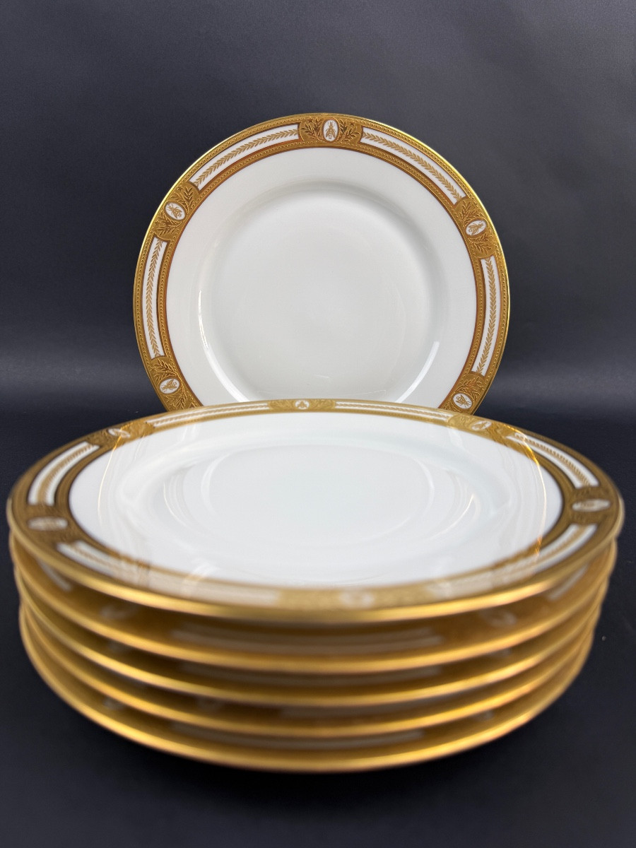Haviland Limoges Suite de 6 assiettes à dessert modèle Les Abeilles Lot n°2