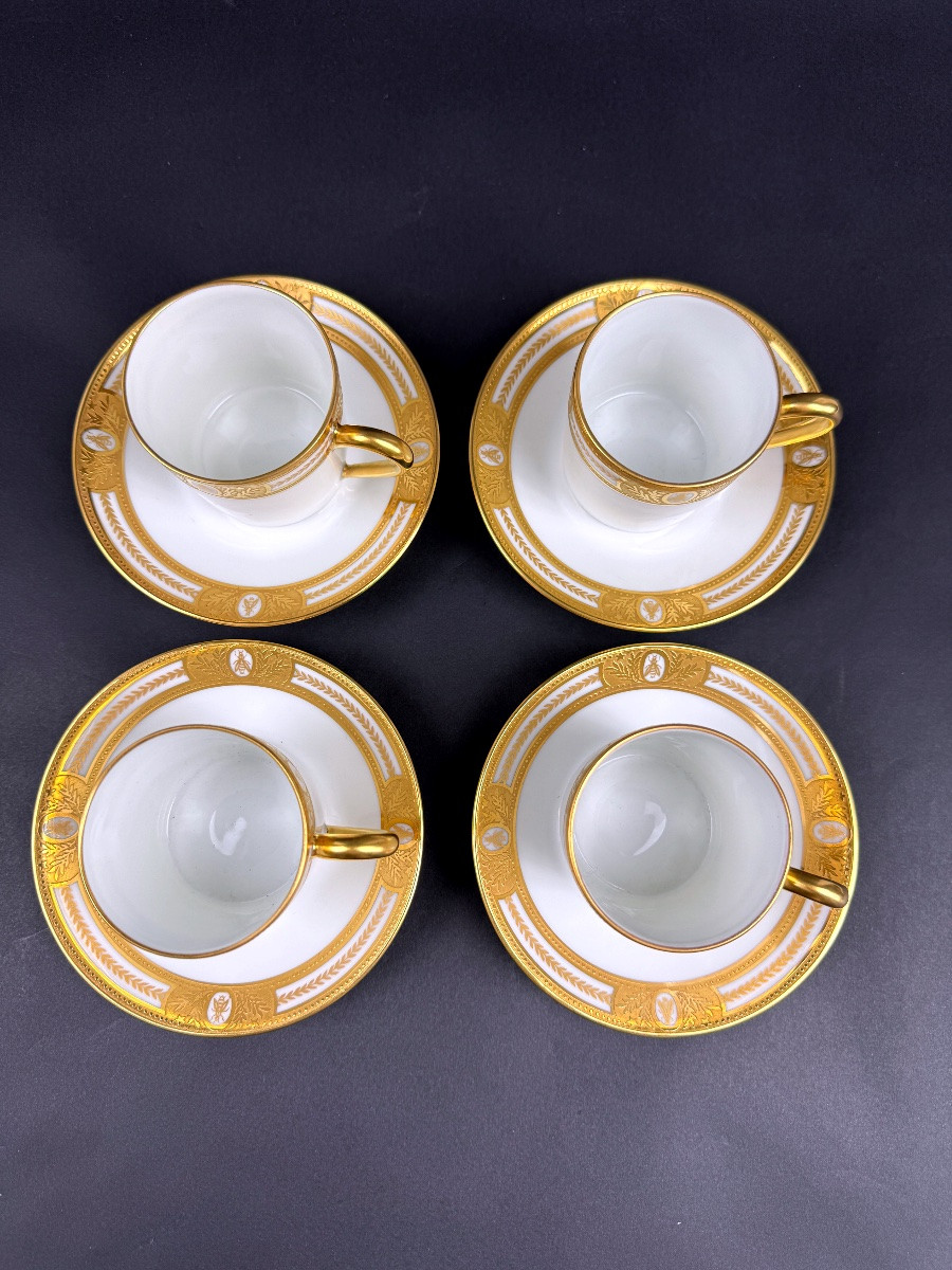 Haviland Limoges Suite Of 4 Coffee Cups Model Les Abeilles-photo-2