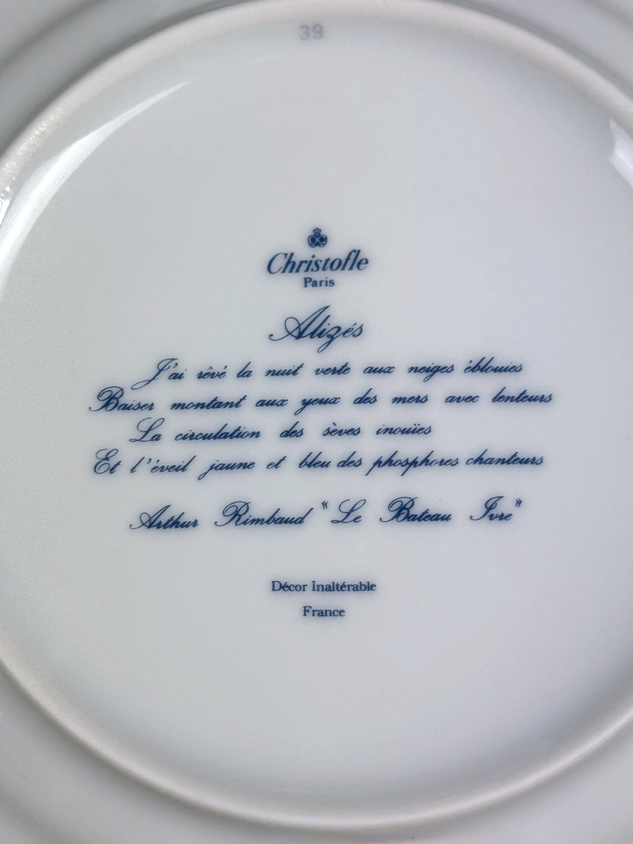 Suite Of 6 Dessert And Salad Plates, Christofle Alizés Model-photo-1