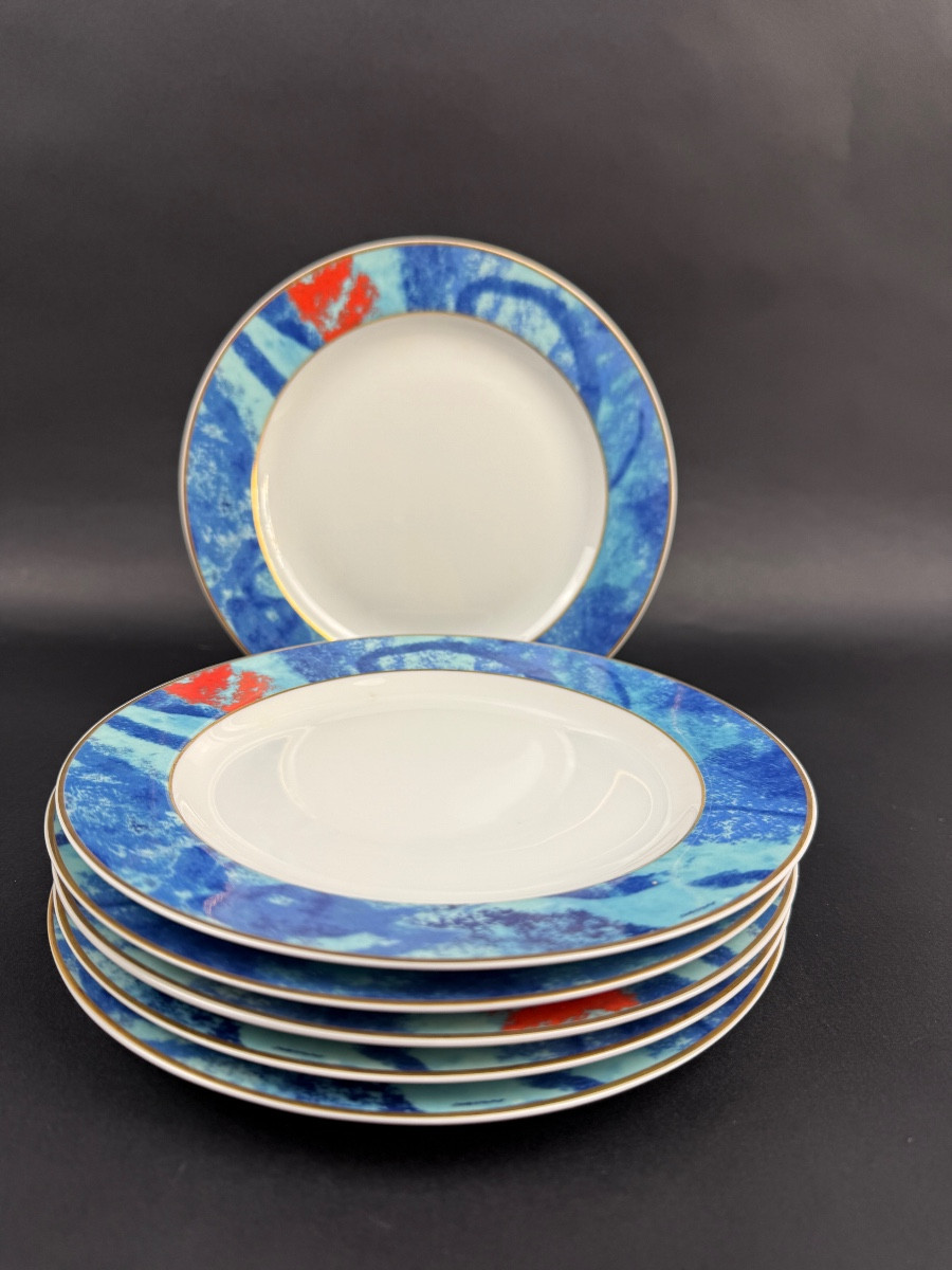 Suite Of 6 Dessert And Salad Plates, Christofle Alizés Model