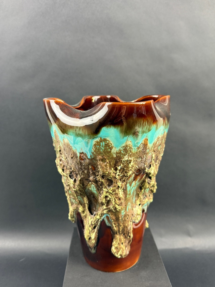 Glazed Ceramic Vase, Brutality Of The 60s/70s-photo-2