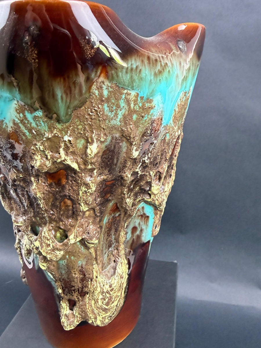 Glazed Ceramic Vase, Brutality Of The 60s/70s-photo-3