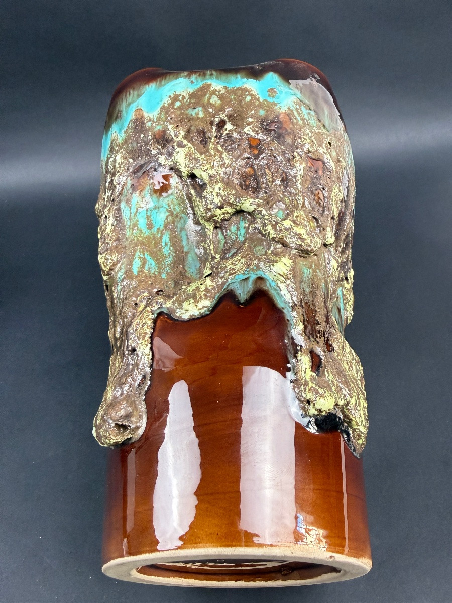 Glazed Ceramic Vase, Brutality Of The 60s/70s-photo-2
