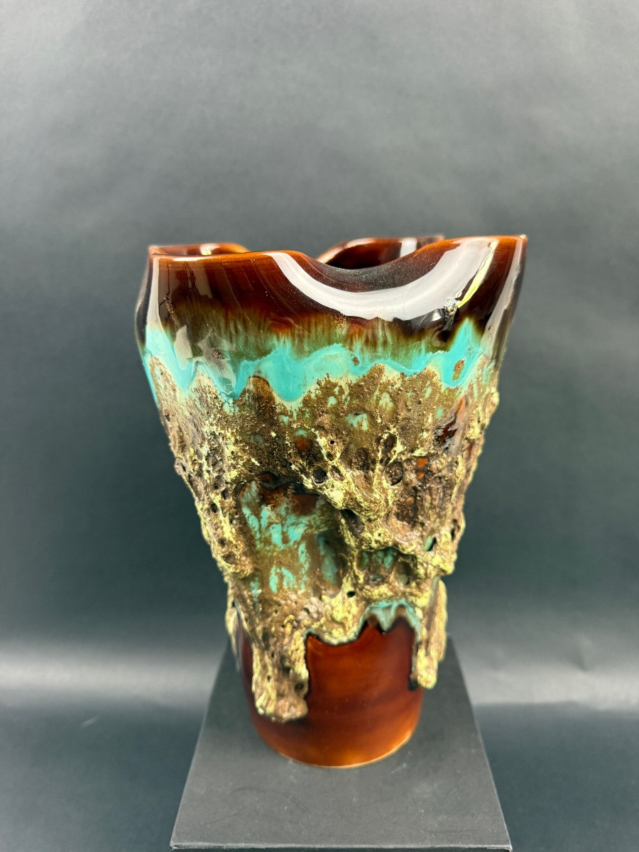 Glazed Ceramic Vase, Brutality Of The 60s/70s