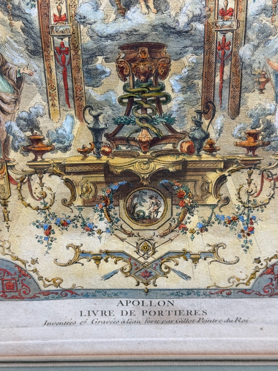 Livre De Portières Inventées & Gravées à l'Eau Forte Par Gillot Peintre Du Roi C.1737 Apollon-photo-3