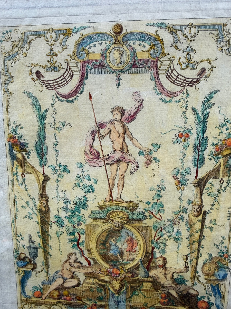 LIVRE DE PORTIÈRES INVENTÉES & GRAVÉES À L'EAU FORTE PAR GILLOT PEINTRE DU ROI C.1737 BACCUS-photo-2