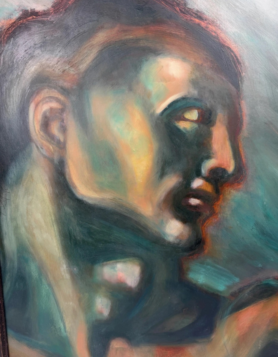 Oil On Board, Stylized Study Of The Adam In The Sistine Chapel-photo-2