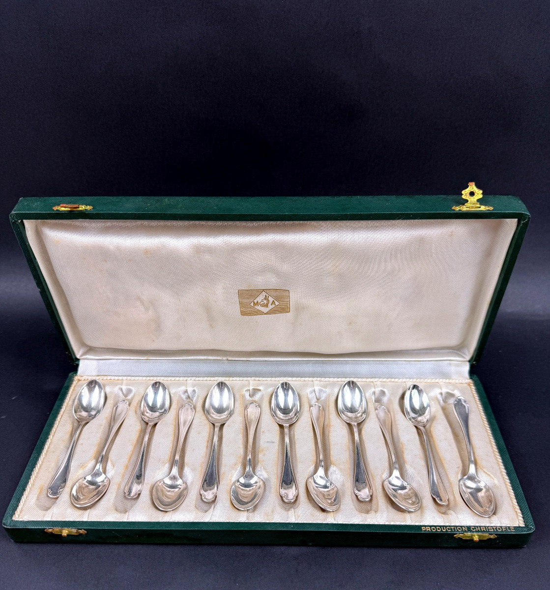 Christofle, Suite Of 12 Pompadour Mocha Spoons-photo-2