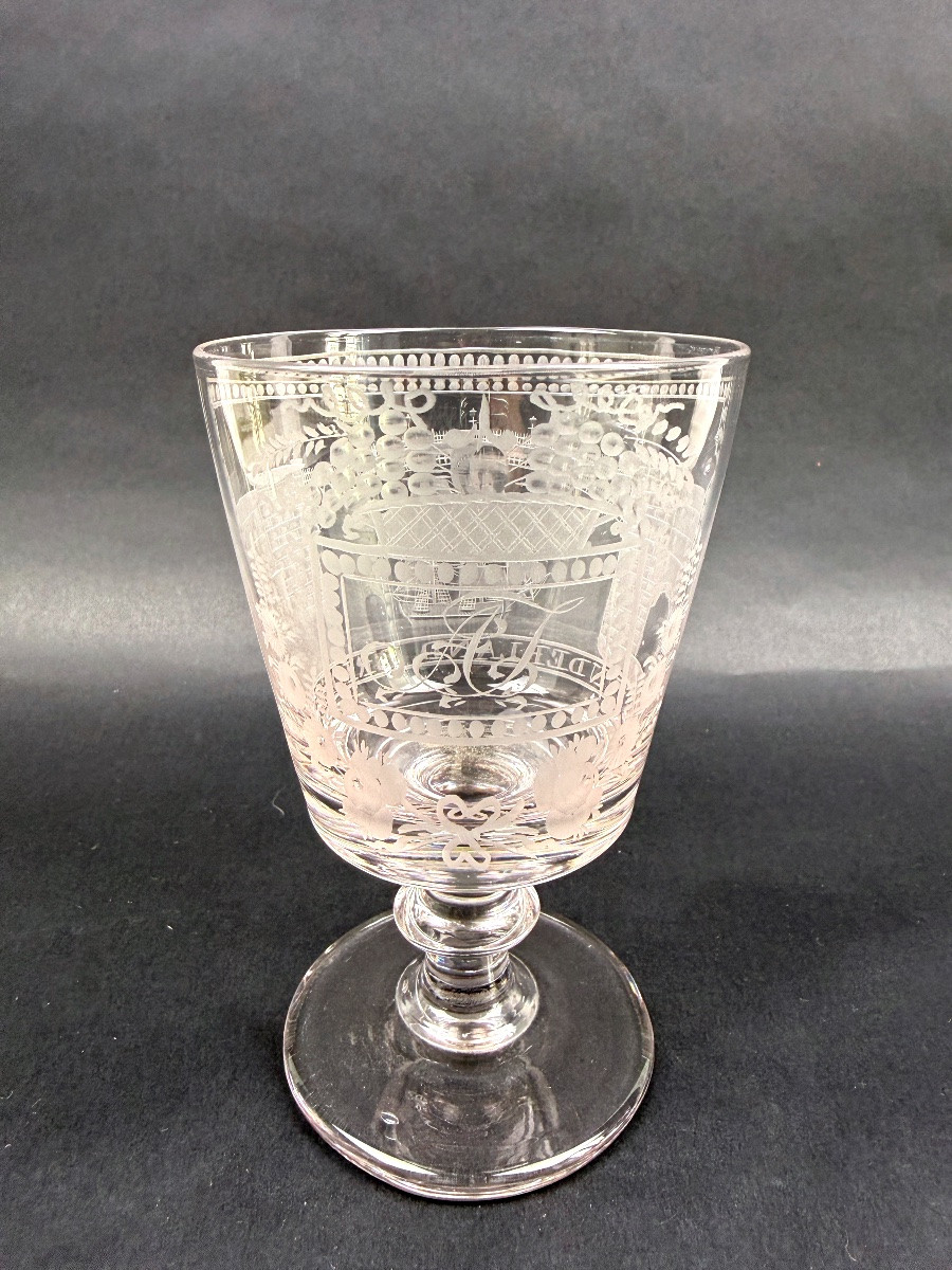  Engraved 19th Century Crystal Glass, Sunderland Bridge-photo-2