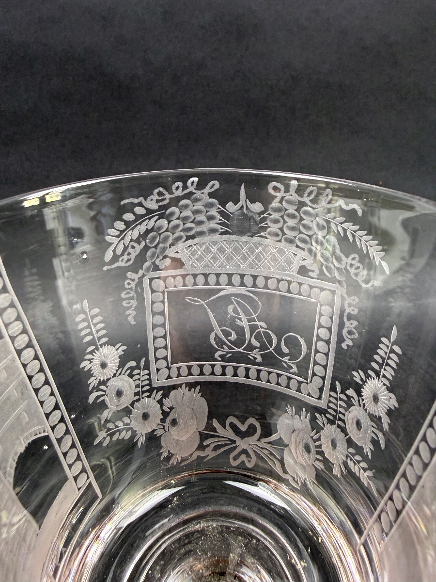  Engraved 19th Century Crystal Glass, Sunderland Bridge-photo-4