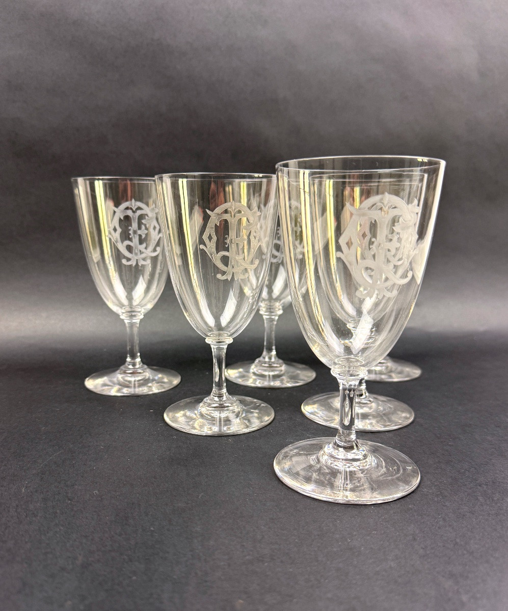 Suite de 6 verre à eau en cristal 19ème-photo-2