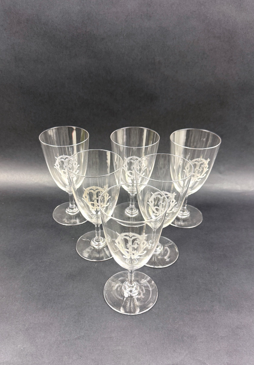 Suite de 6 verre à eau en cristal 19ème