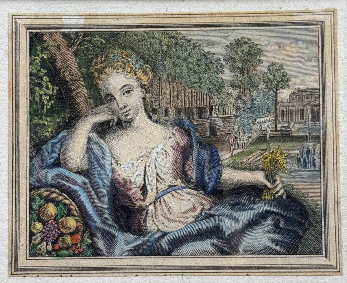 Small 18th Century Color Print, The Harvest-photo-2