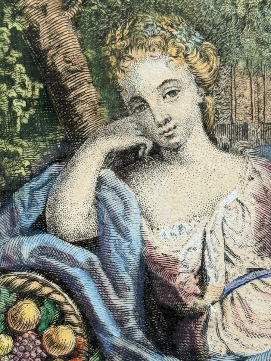 Small 18th Century Color Print, The Harvest-photo-3