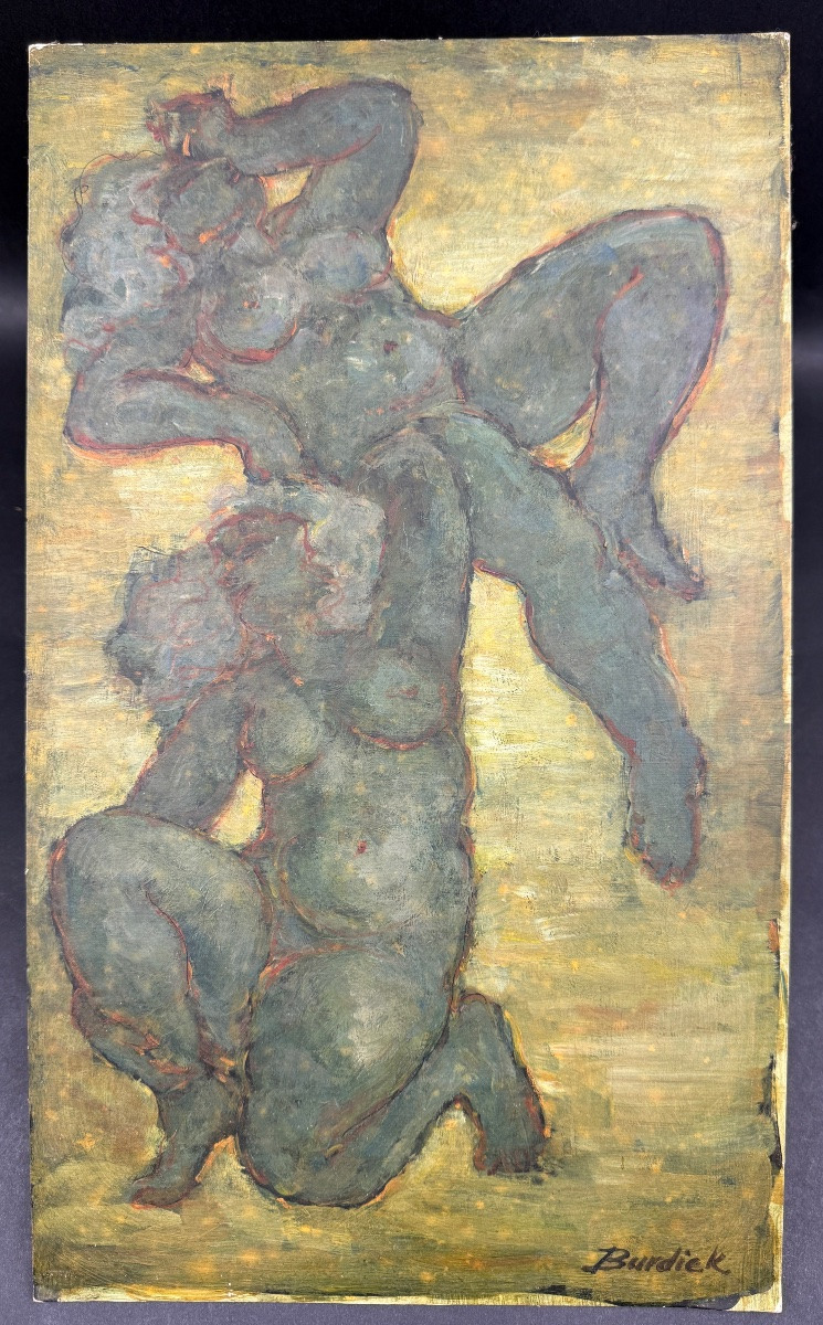 Burdick, Huile sur carton, nus féminin-photo-4