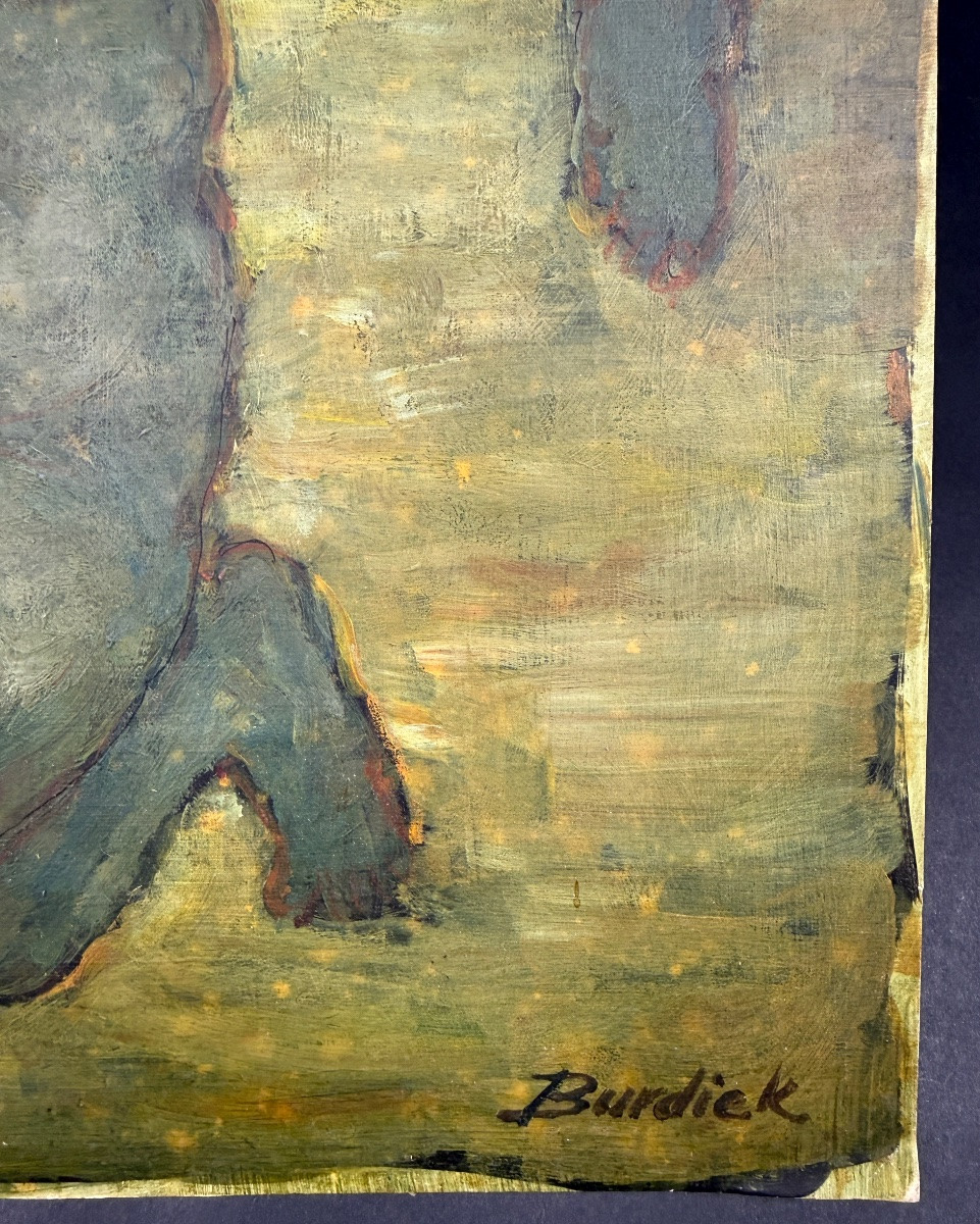 Burdick, Huile sur carton, nus féminin-photo-1