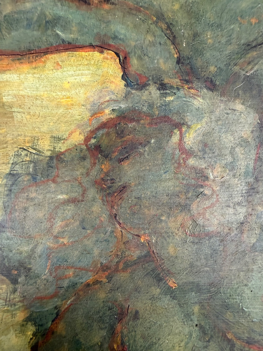 Burdick, Huile sur carton, nus féminin-photo-4