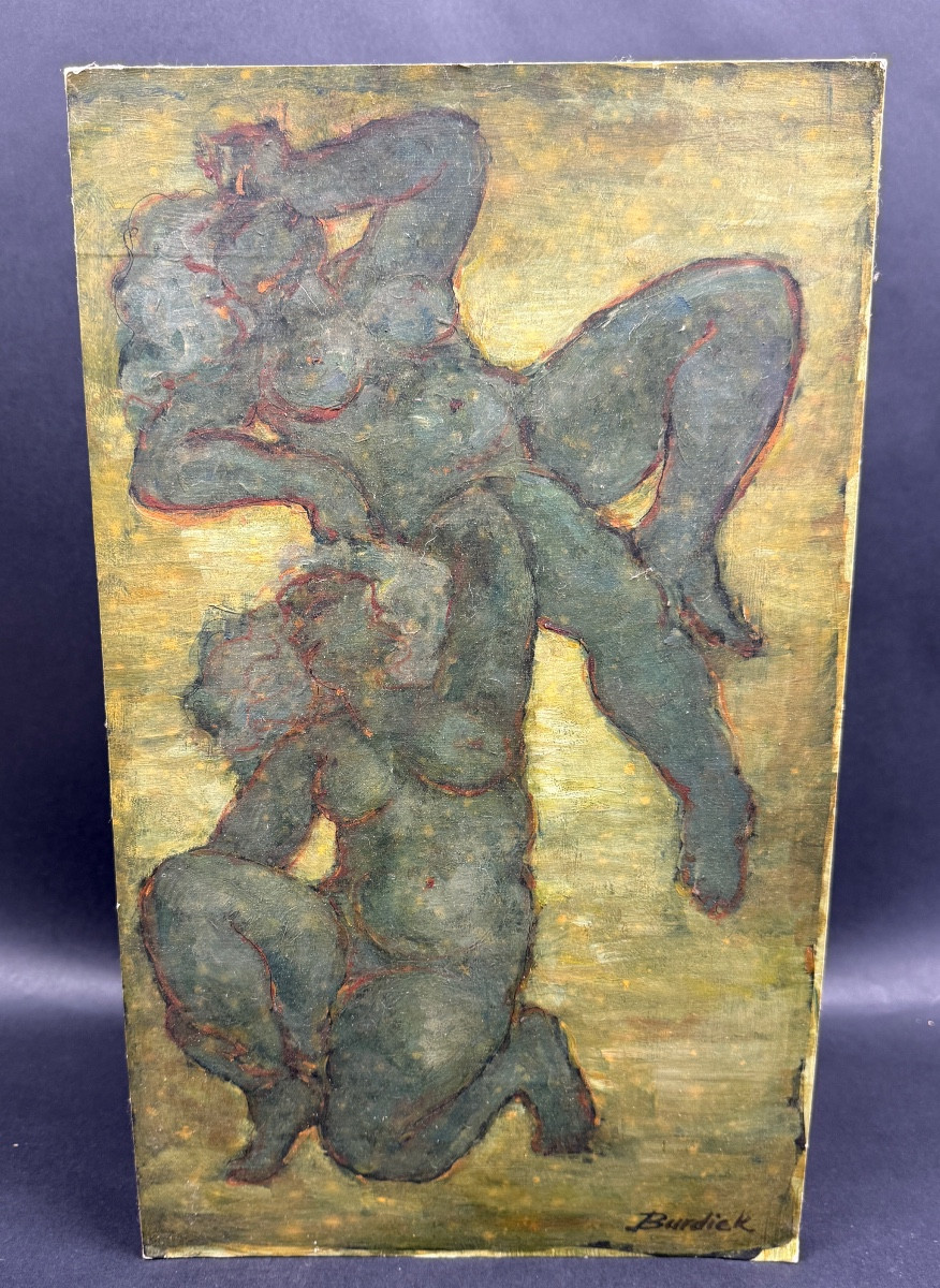 Burdick, Huile sur carton, nus féminin