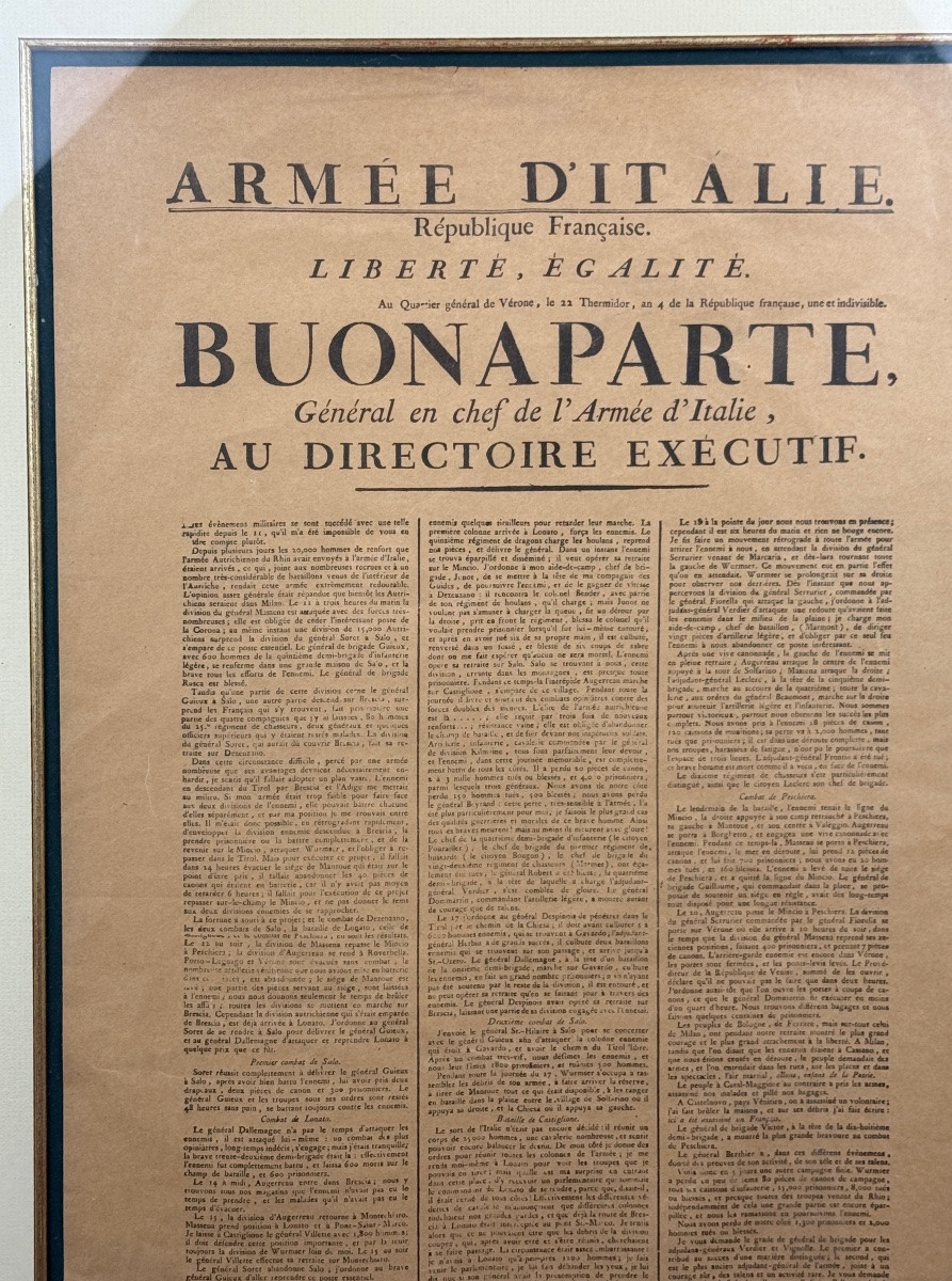 Buonaparte Général en chef de l'Armée d'Italie au Directoire exécutif-photo-2