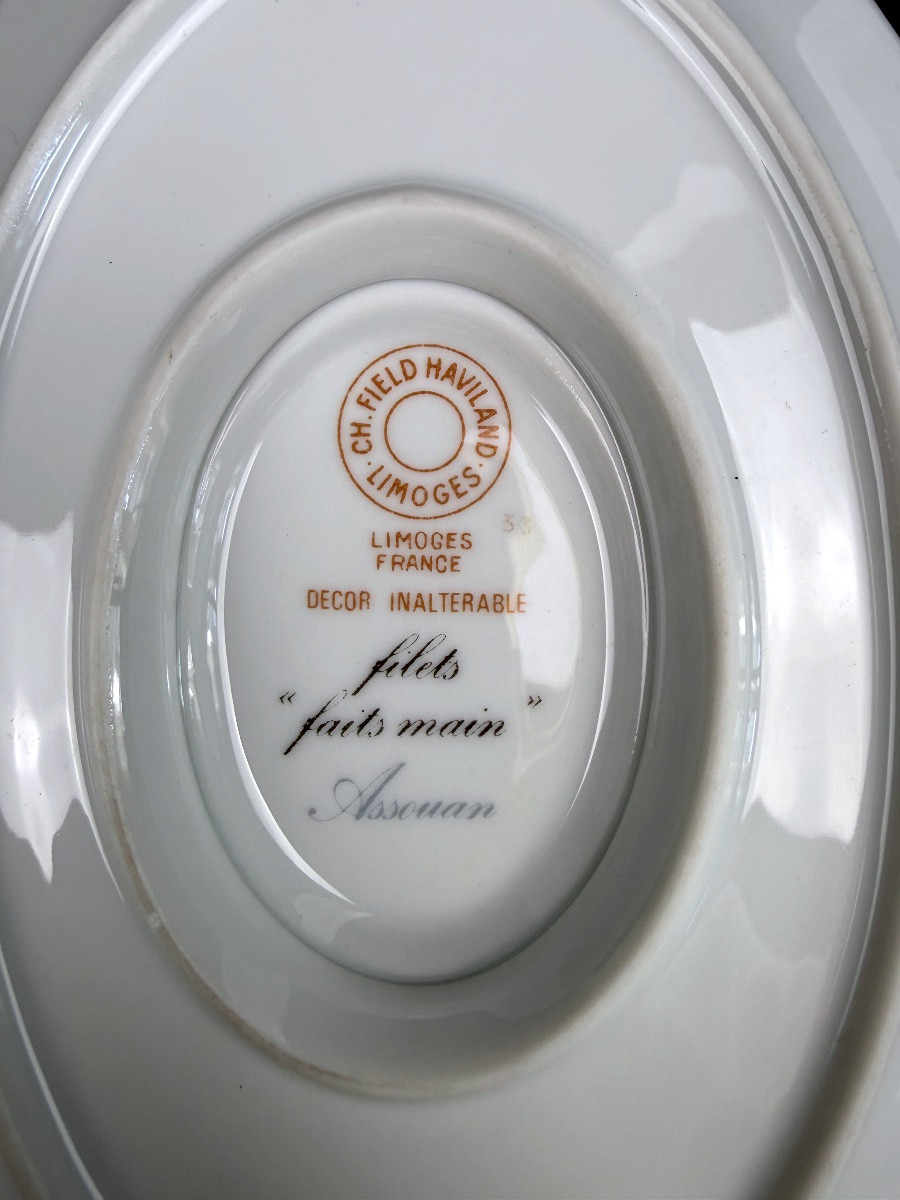 Haviland, suite de 2 pièces de forme modèle Assouan, saucière et ravier-photo-1