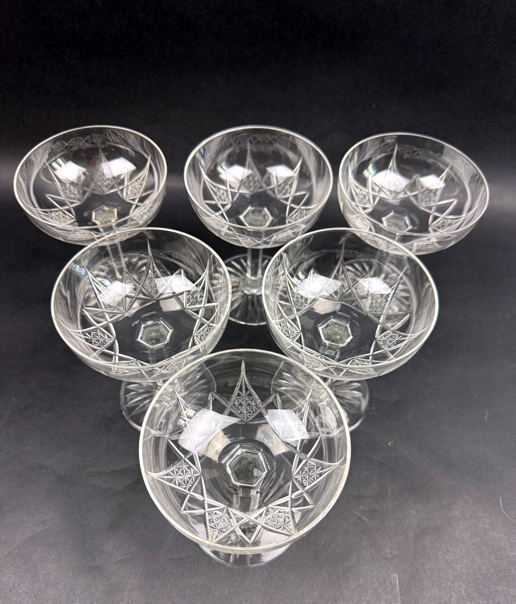 Baccarat, Epron Service, Suite Of 6 Champagne Glasses