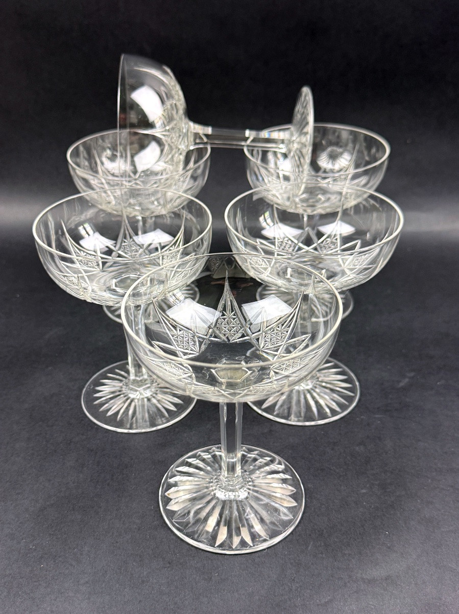 Baccarat, service Epron, suite de 6 coupes à champagne, lot n°2-photo-2