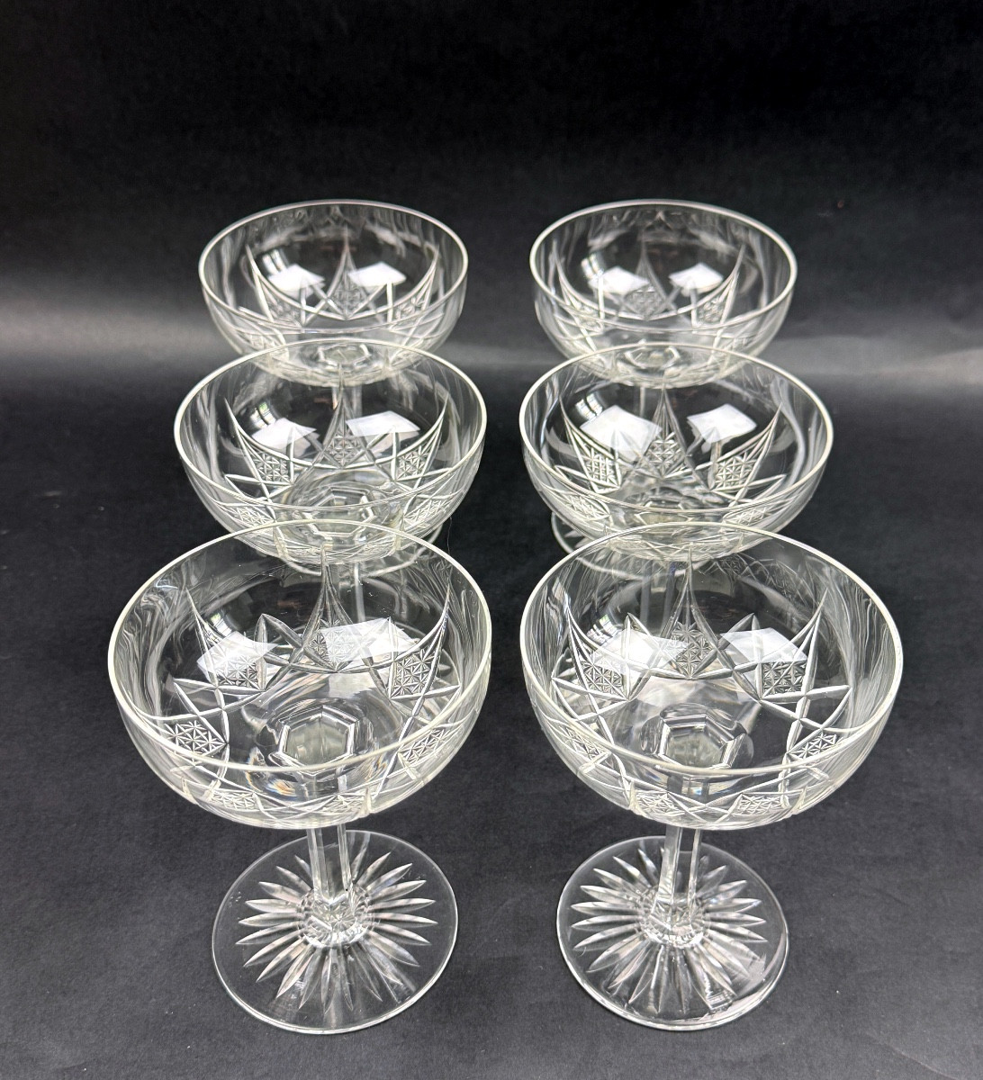 Baccarat, service Epron, suite de 6 coupes à champagne, lot n°2