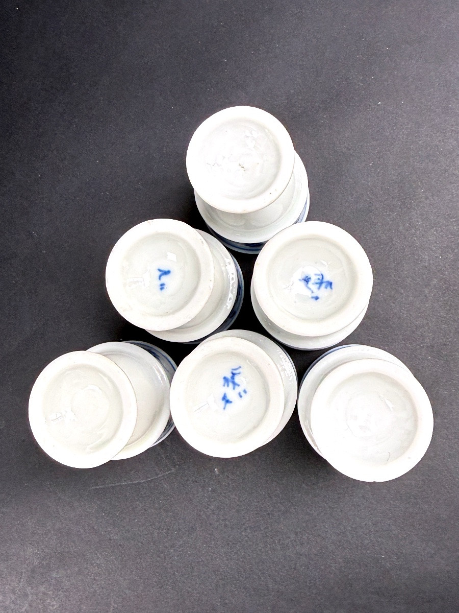Suite de 6 coquetiers en porcelaine allemande-photo-1
