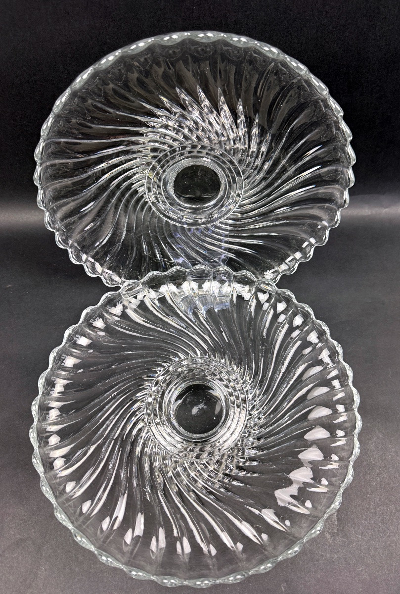Baccarat, paire de compotiers, coupes à fruits modèle Bambou-photo-2