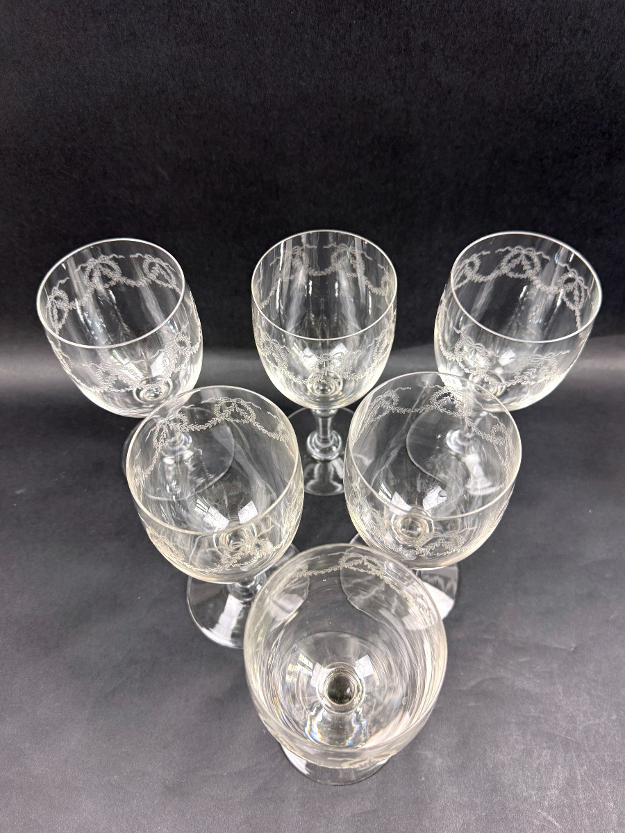 Suite de 6 verres à eau en cristal gravé-photo-2