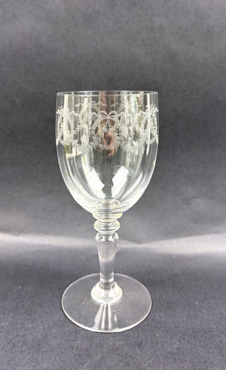 Suite de 6 verres à eau en cristal gravé-photo-3