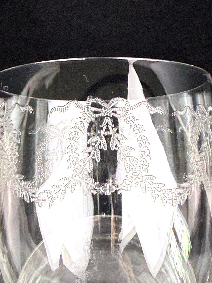 Suite de 6 verres à eau en cristal gravé-photo-2