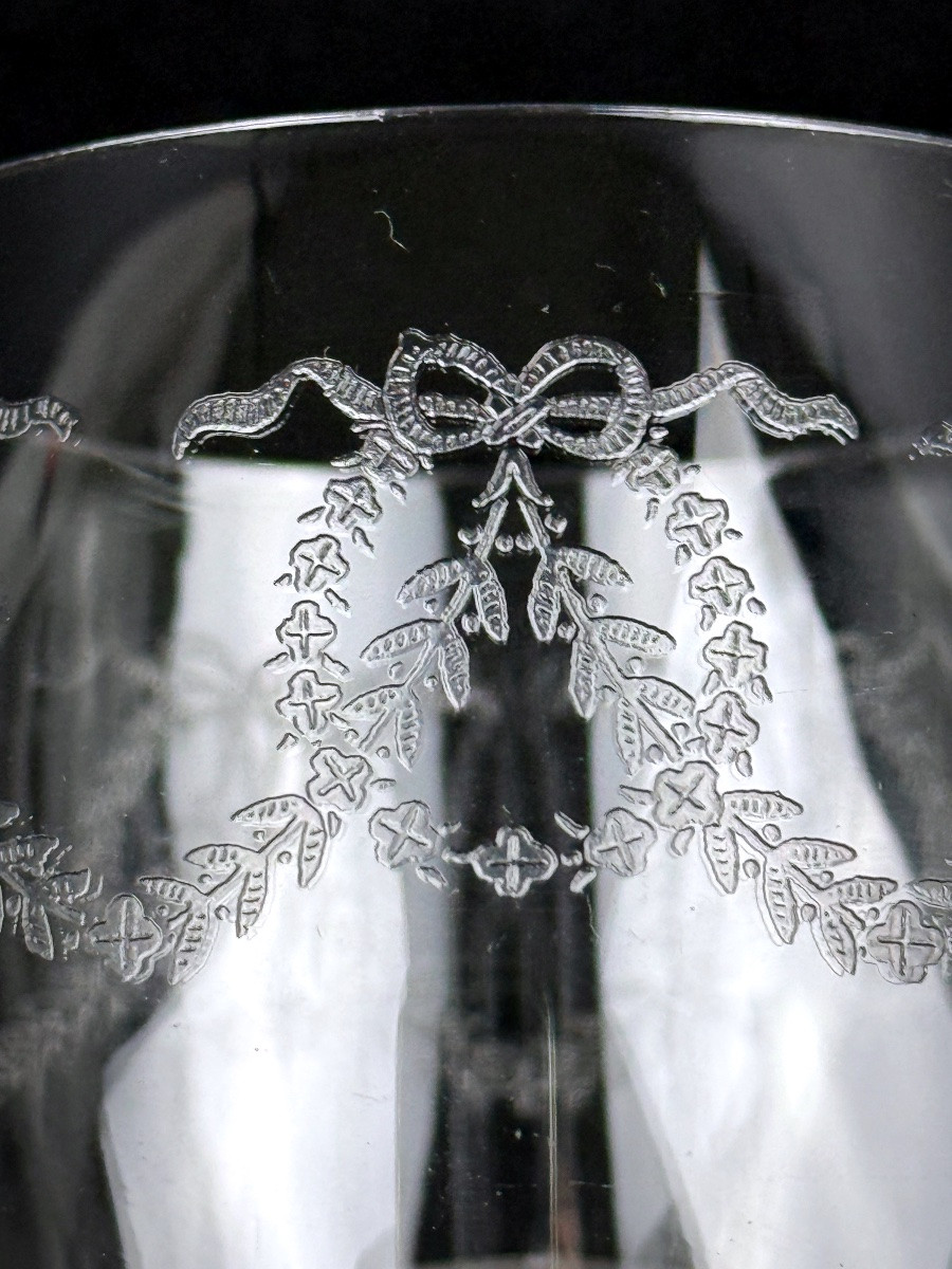 Suite Of 6 Engraved Crystal Water Glasses Lot N°2-photo-3