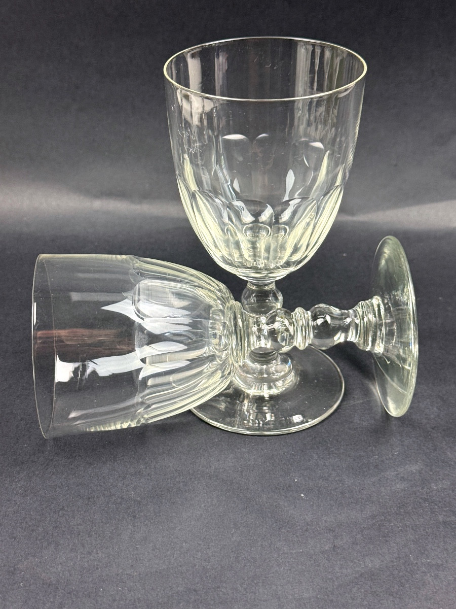 Suites Of 6 Flat Ribbed Water Glasses 19th Century-photo-2