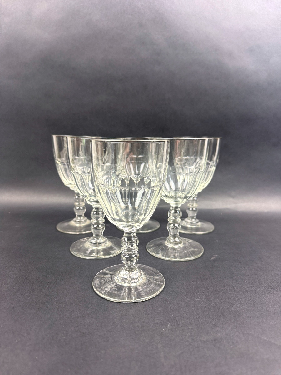 Suites Of 6 Flat Ribbed Water Glasses 19th Century