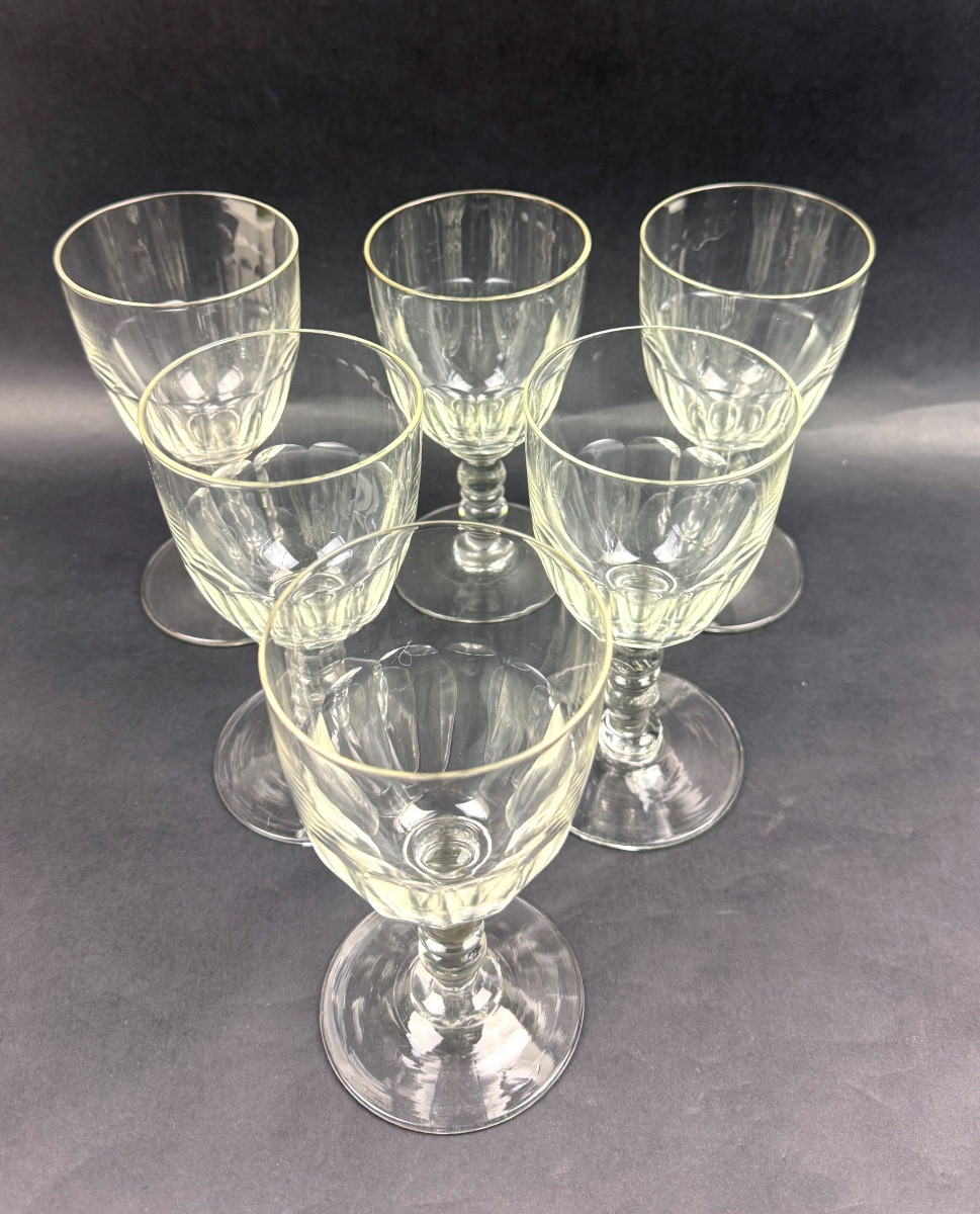 Suite de 6 verres à eau côtes plates 19ème lot n°2-photo-2