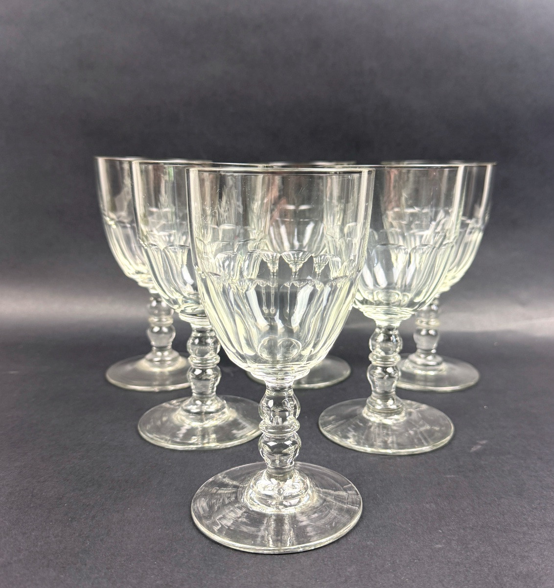 Suite de 6 verres à eau côtes plates 19ème lot n°2-photo-3