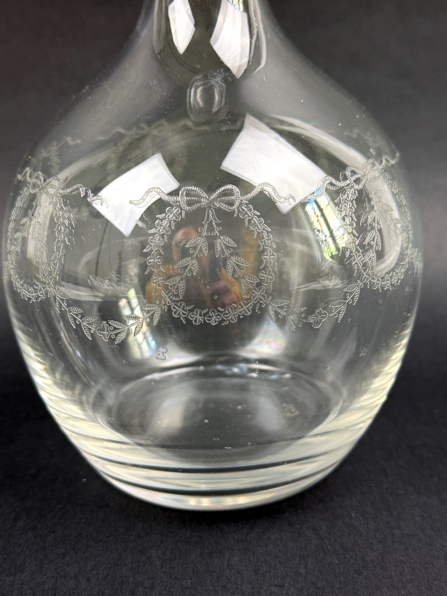 Carafe en cristal gravé fin 19ème début 20ème-photo-2