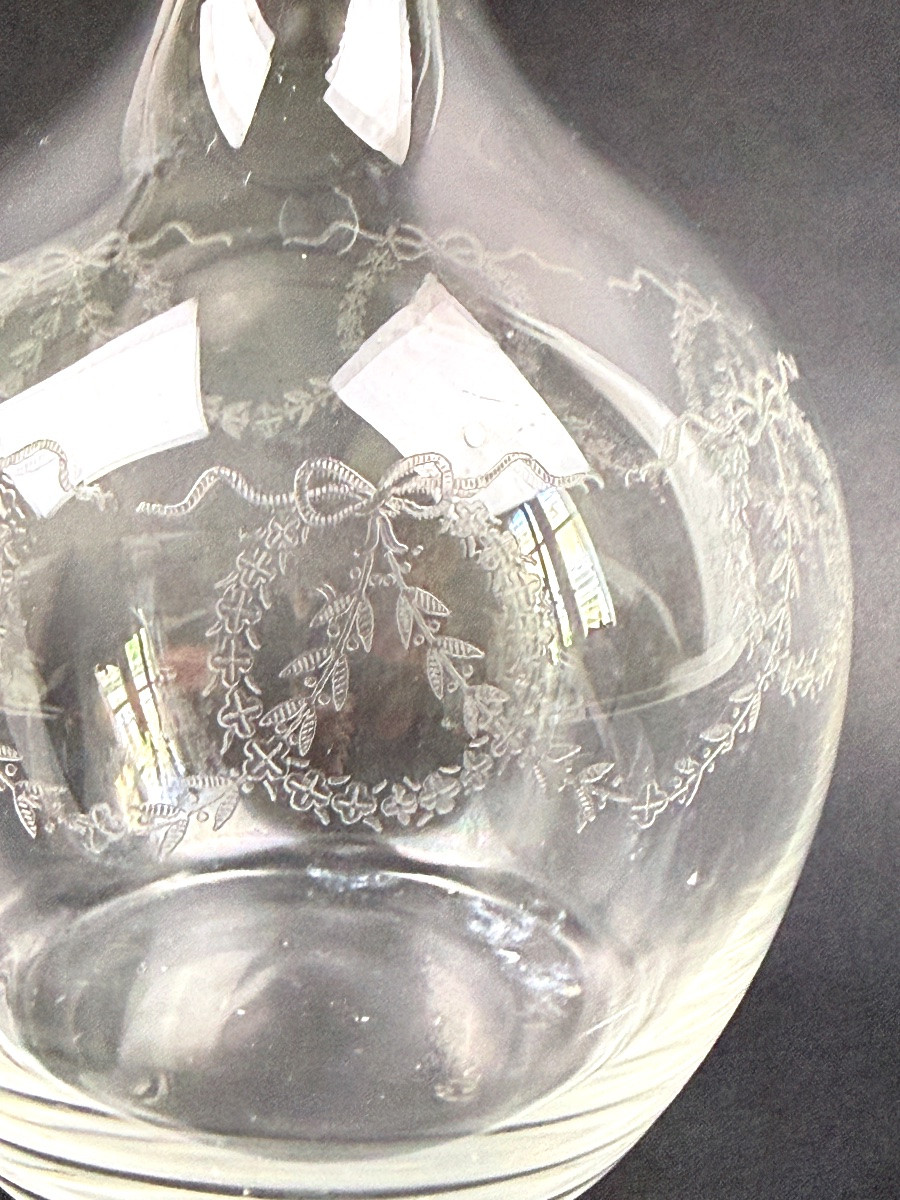 Carafe en cristal gravé fin 19ème début 20ème-photo-3