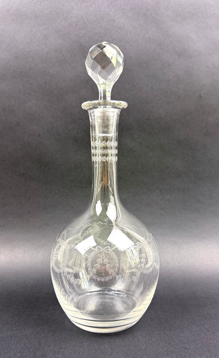 Carafe en cristal gravé fin 19ème début 20ème