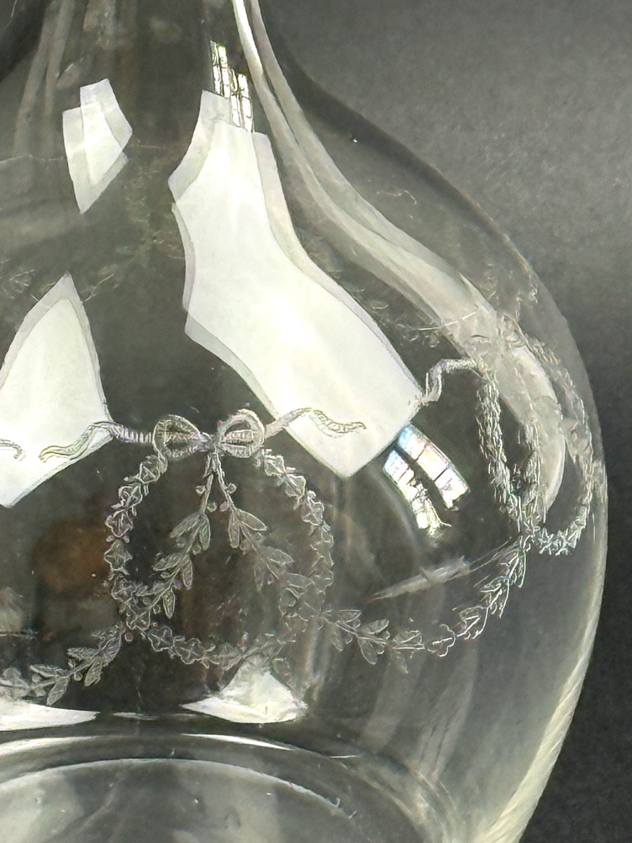 Carafe en cristal gravé fin 19ème début 20ème taille n°2-photo-1