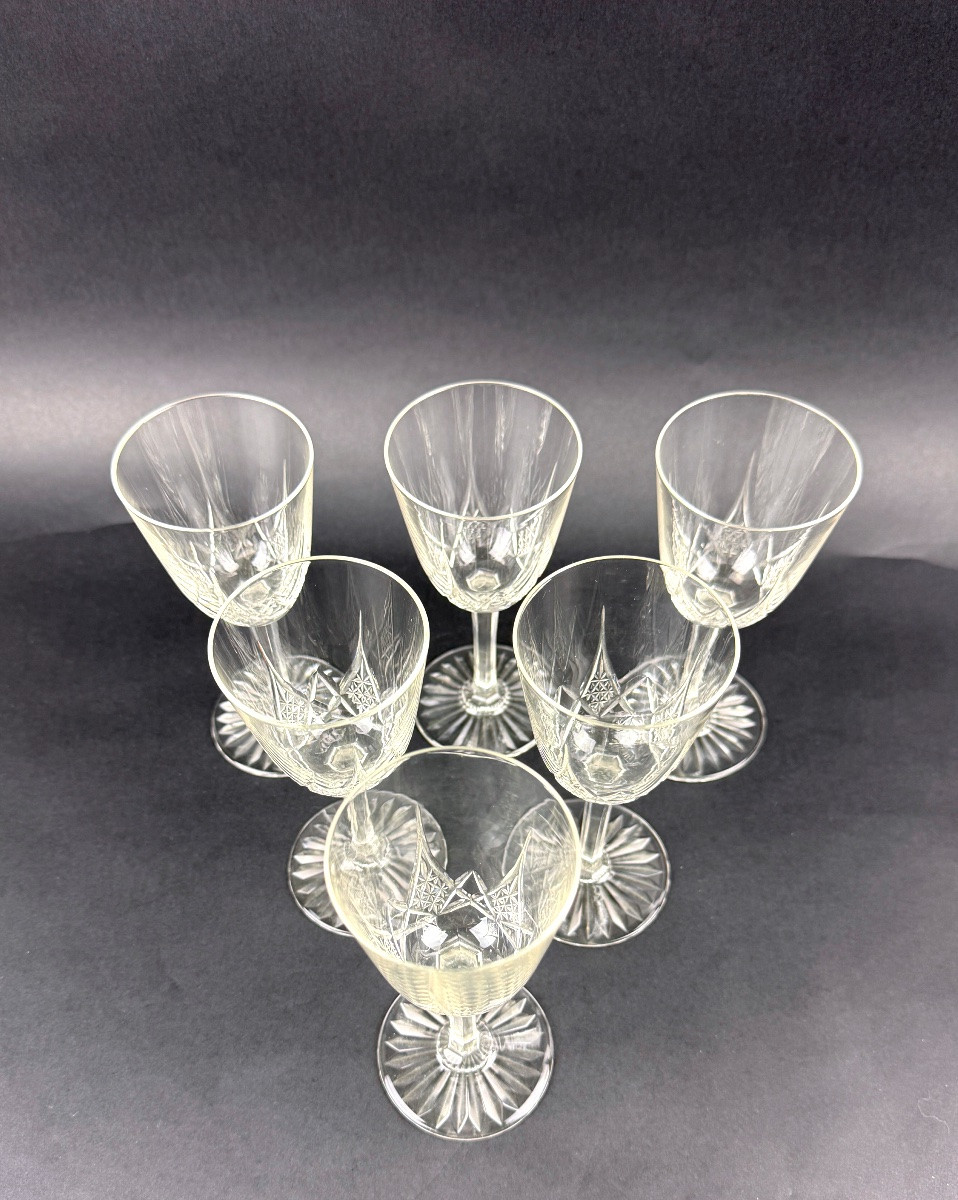 Baccarat, Epron Service, Suite Of 6 White Wine Glasses Size 4-photo-2