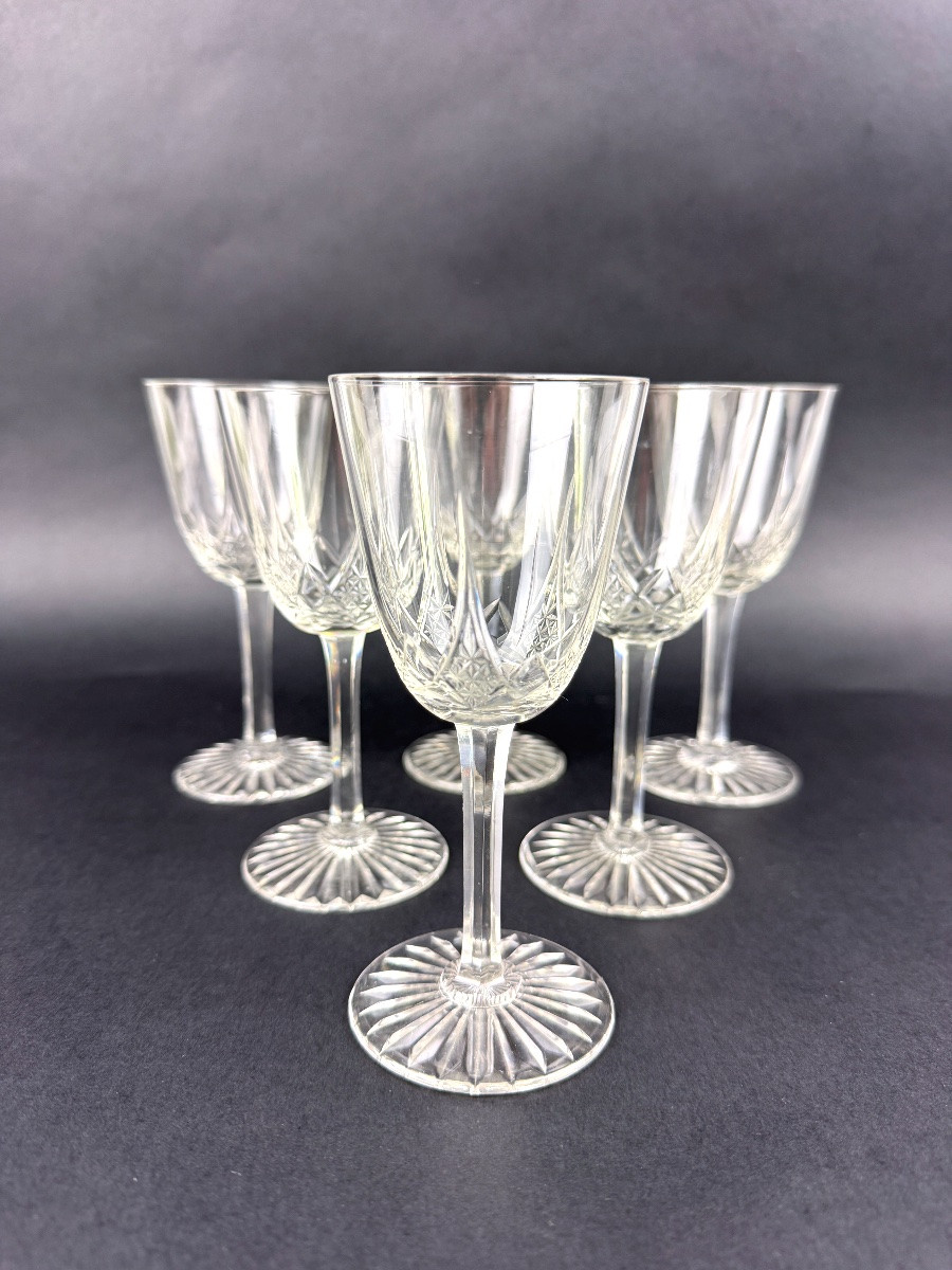 Baccarat, Epron Service, Suite Of 6 White Wine Glasses Size 4-photo-3