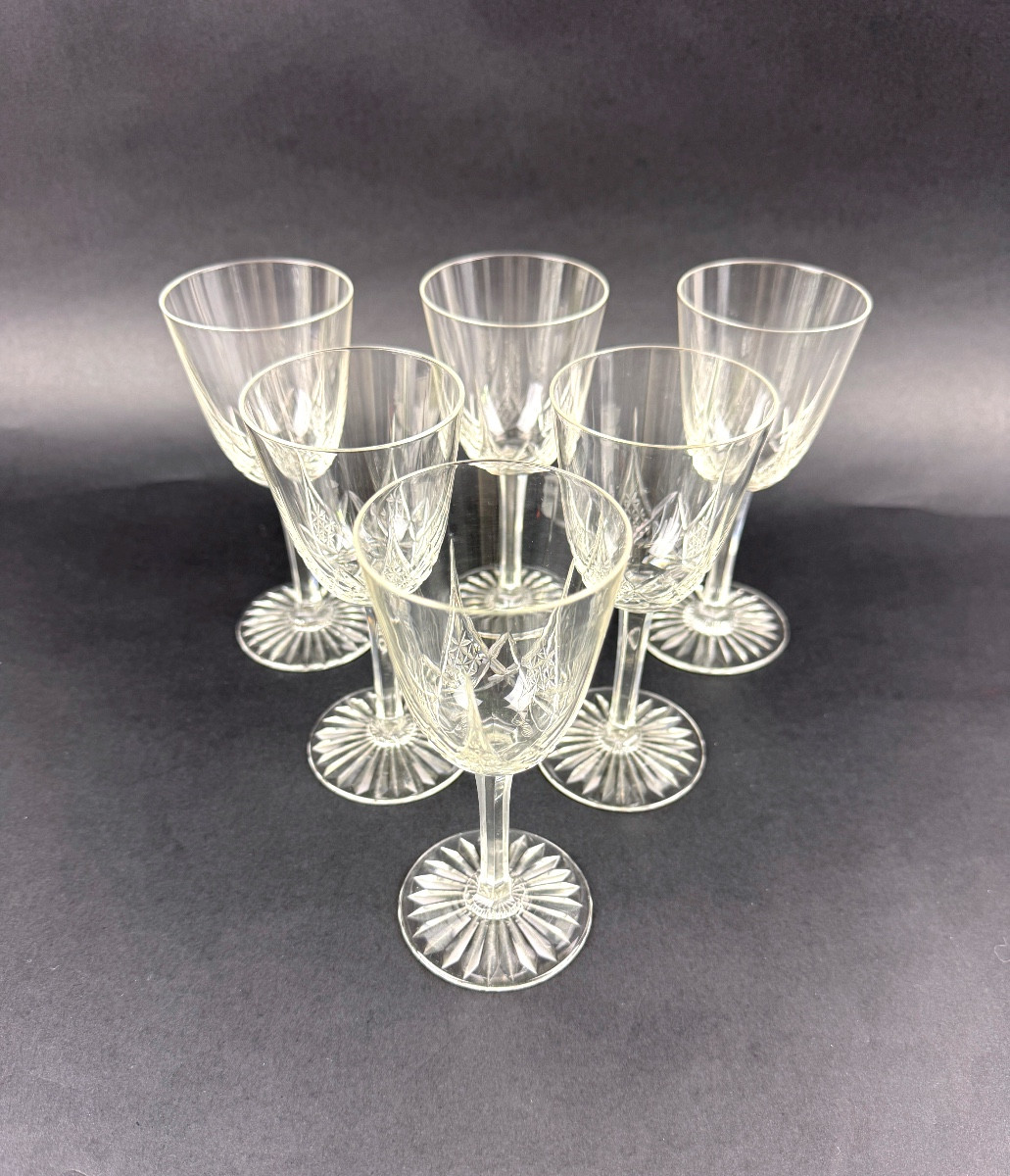 Baccarat, Epron Service, Suite Of 6 White Wine Glasses Size 4