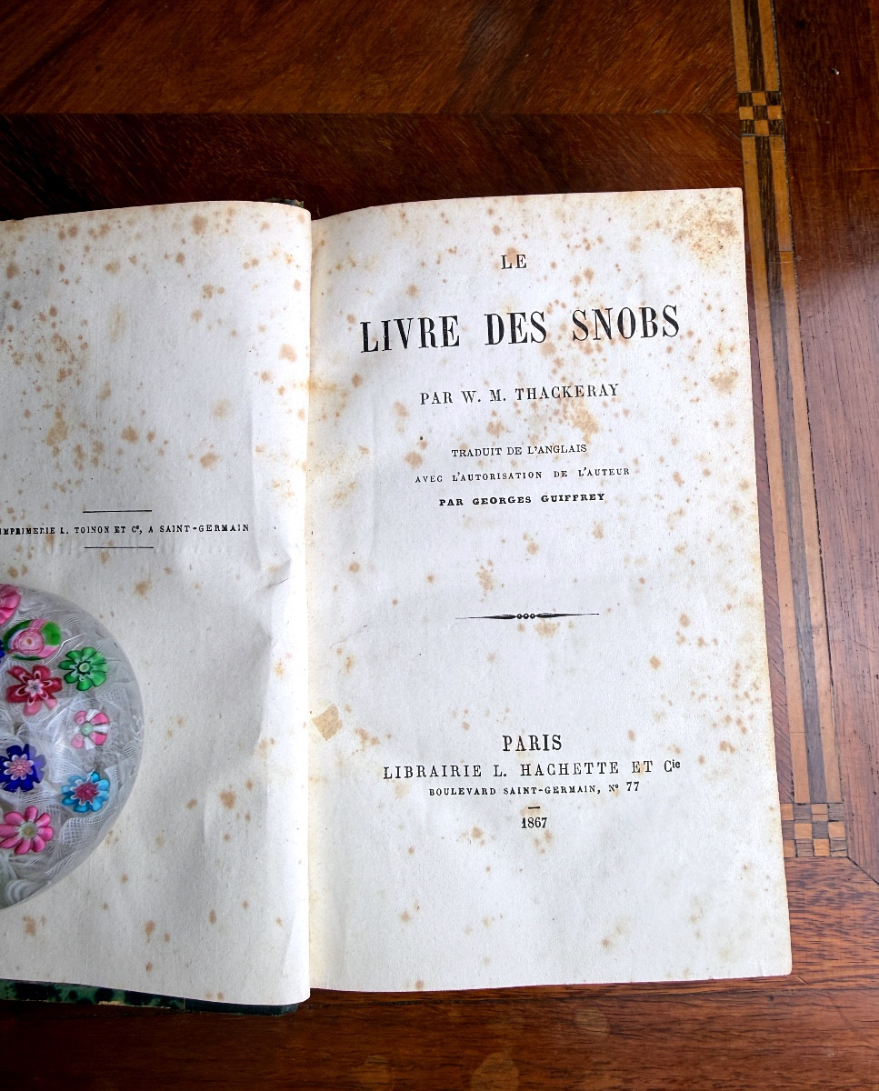 W.M. Thackeray - Le livre des snobs - Paris Hachette 1867