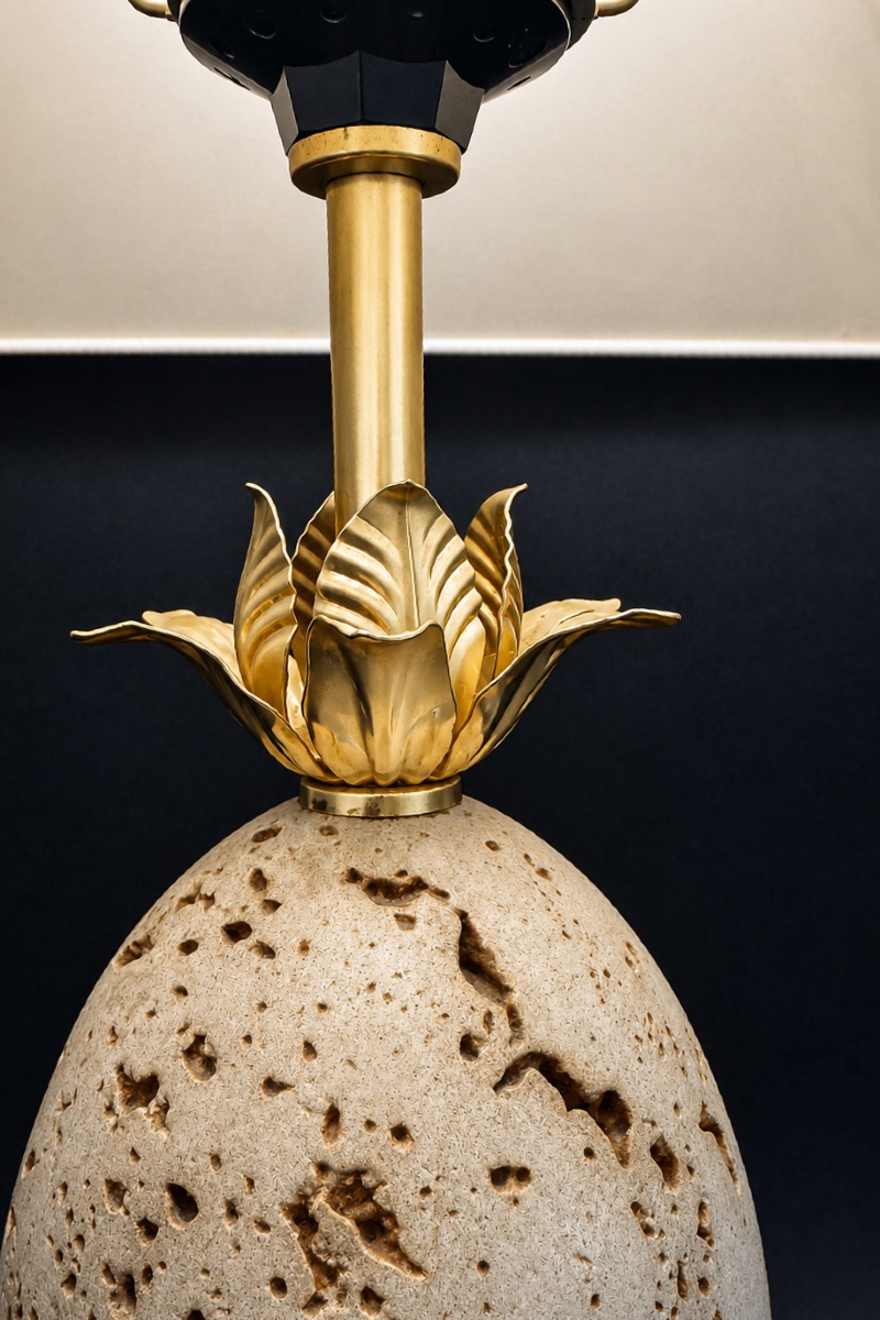 Ostrich Egg Lamp In Travertine-photo-2