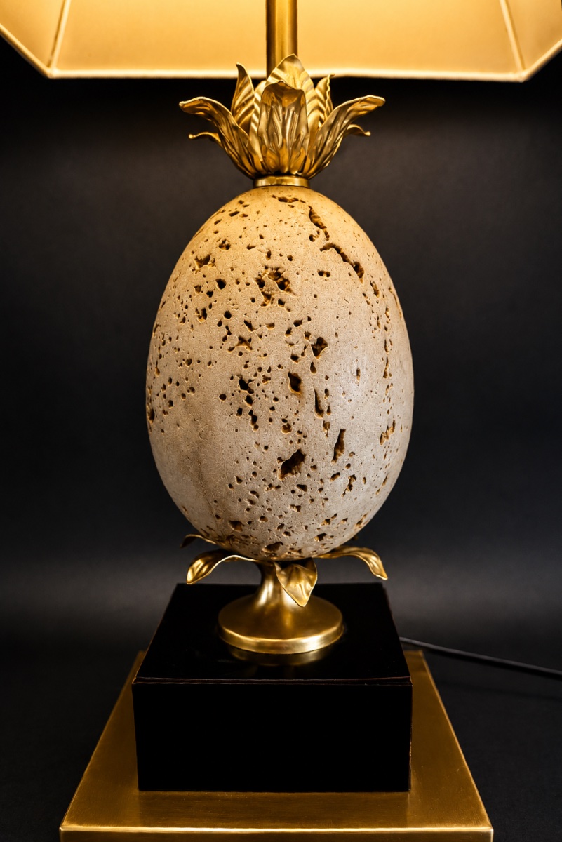 Ostrich Egg Lamp In Travertine-photo-3