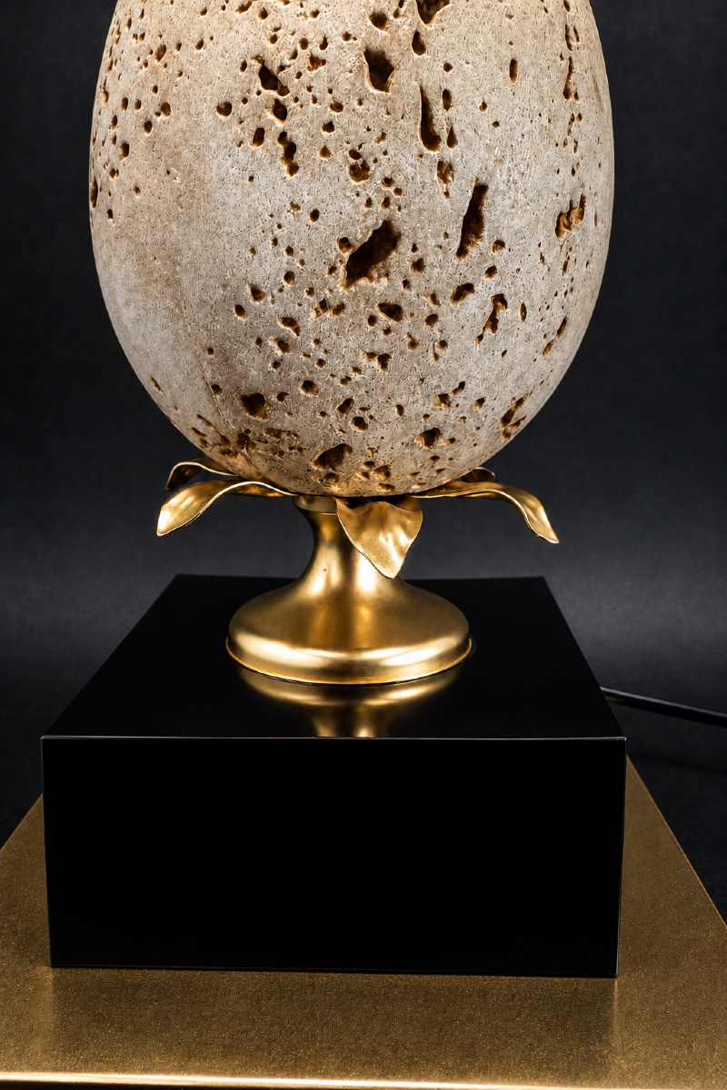 Ostrich Egg Lamp In Travertine-photo-4