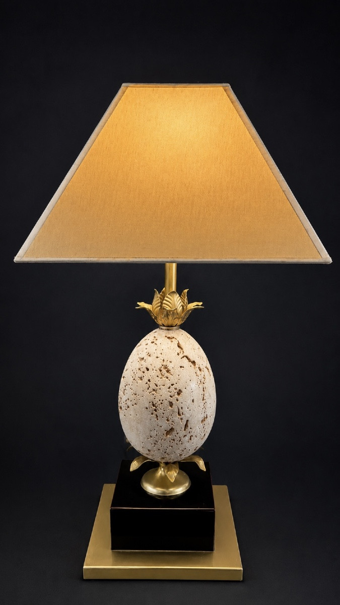 Ostrich Egg Lamp In Travertine