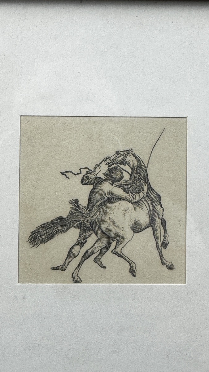 Small Engraving, Dressage Scene-photo-2
